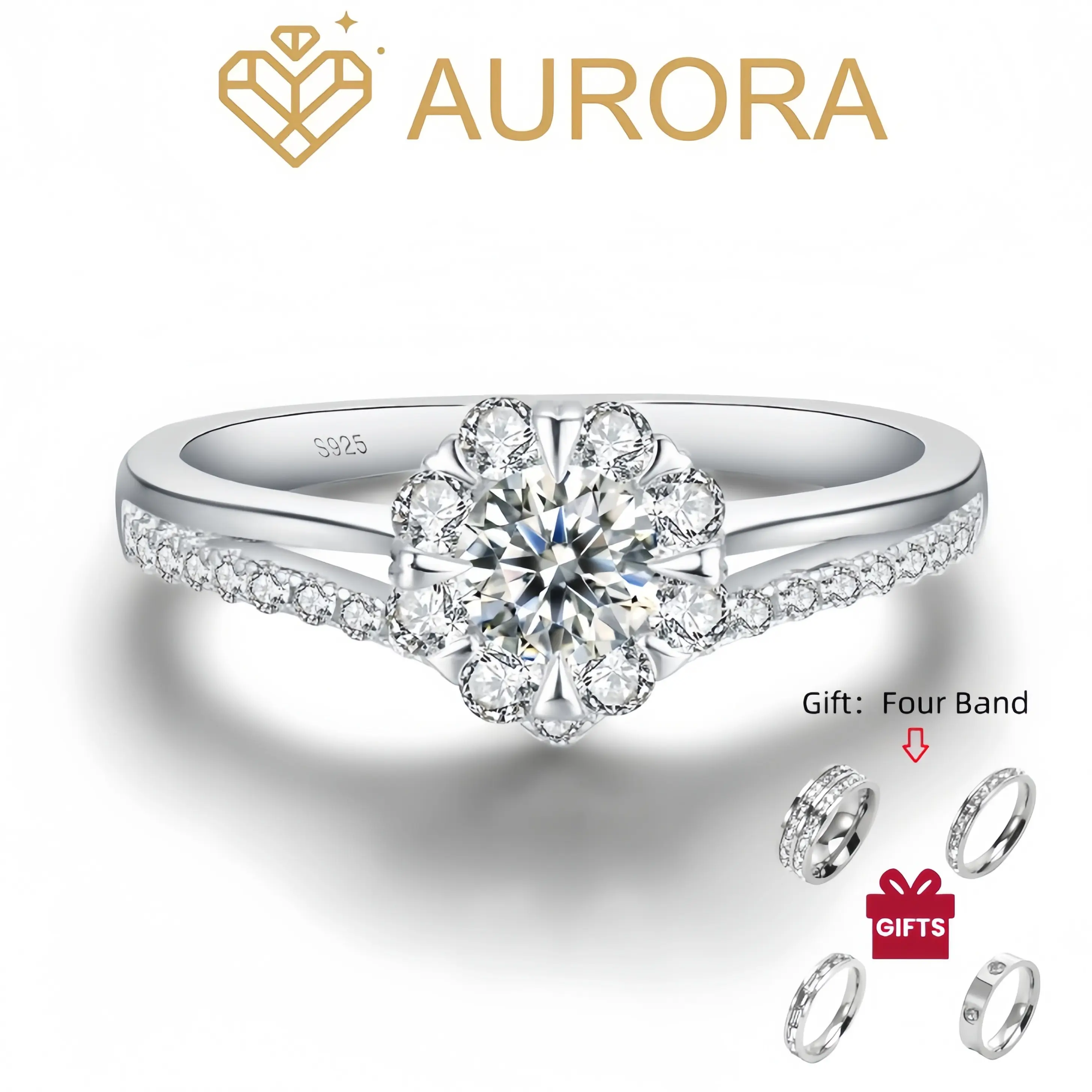 【#26 Gardenia】Moissanite rings with 925 Sterling Silver 0.5Carat  Anniversary Auspicious Wedding Engagement Jewelry Synthetic Moissanite, Bridal Ring, Elegant Engagement Ring