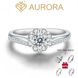 【#26 Gardenia】Moissanite rings with 925 Sterling Silver 0.5Carat  Anniversary Auspicious Wedding Engagement Jewelry Synthetic Moissanite