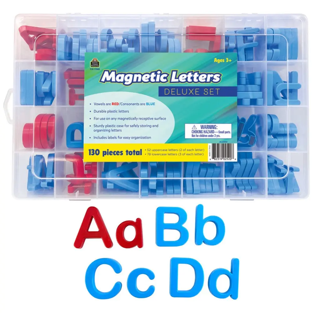 Teacher Created Resources TCR77582 Deluxe Magnetic Alphabet Letters Set - Durable Plastic Letters, Blue Consonants, Early Learning Tool for Ages 5+ Years, Handle-Equipped Easy Organization