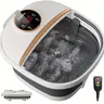 Collapsible Foot Bath Massager - Foldable Plastic Foot Basin with Heat & Temperature Control, 6 Non-Electric Massage Balls, Bubble & Red Light Therapy, Drain & Handle, Compact Small-Space Soaker, Under-Bed Tub, Circulation Booster, Mother's Day Gift