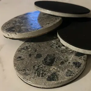 Concrete Coasters (4) with Authentic Rock detail and Cork bottom- 4 inch Marble style A