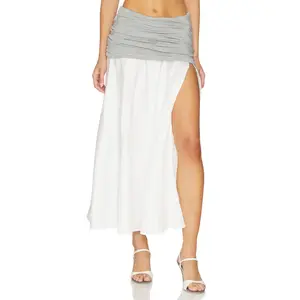 The Line by K Mari Skirt in Heather Grey & White