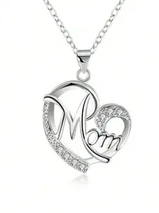 1 PC Glamorous Cubic Zirconia Heart Necklace Pendant For Mother's Day Gift Birthday Gift Jewelry
