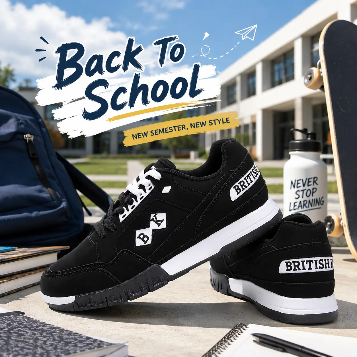British Knights Men's Metros Retro Casual Sneakers, Trendy Walking Sneakers, Men's Shoes, Athletic, Buttons tiktokshopbacktoschool black shoes, men's shoes, everyday sneaker, durable outsole, sohochic,back to school,back to school haul