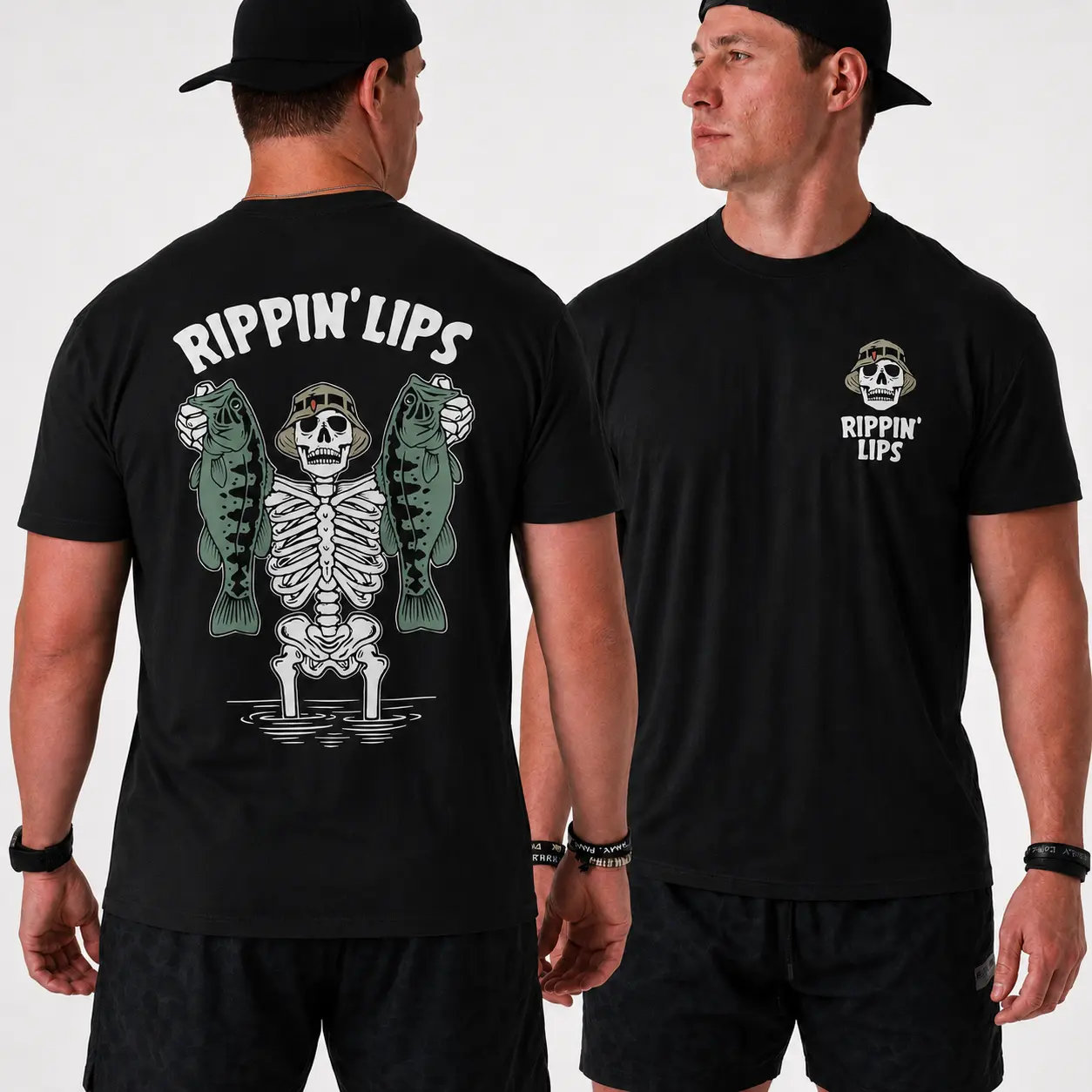 Rippin Lips Fishing Shirt Skeleton Bass Fishing T Shirt Funny Fisherman Tee Bass Angler Graphic Shirt Fishing Lover Apparel Fisherman Gift