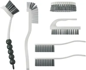 6 Piece Cleaning Brush Set – Nylon Bristle Scrub Brushes for Kitchen, Bathroom, Tile & Grout Cleaning