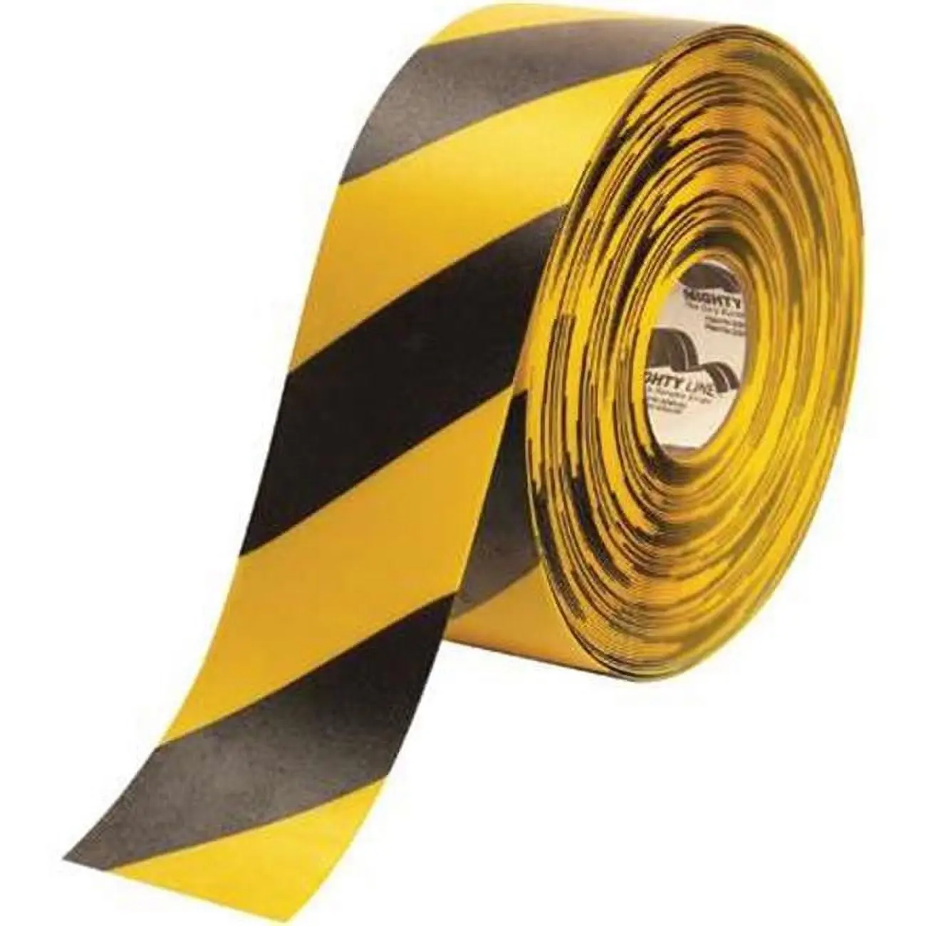 Mighty Line T94100BY Deluxe Preglued Strip-Type Safety Tape Roll, 4 in x 100 ft Yellow & Black, 3/4 in Compatible, 60 yd Option, Abrasion Resistant, Easy Installation for Warehouse Use