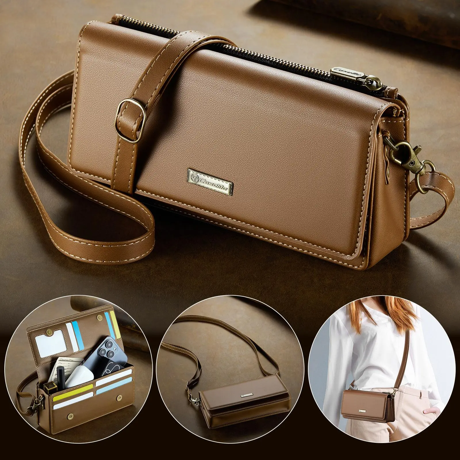 Multi-functional Phone Wallet, Large Capacity Phone Case with RFID Shielding & Removable Wrist Strap, Magnetic Closure Phone Case for iPhone & Samsung Galaxy