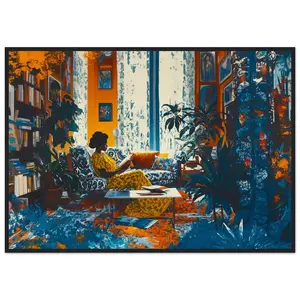 African American Wall Art for Living Room | Black Woman Reading Poster | Framed Afrocentric Home Decor