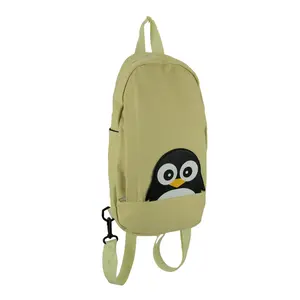 Sleepyville Critters Beige Canvas Peeking Penguin Backpack or Sling Bag Small