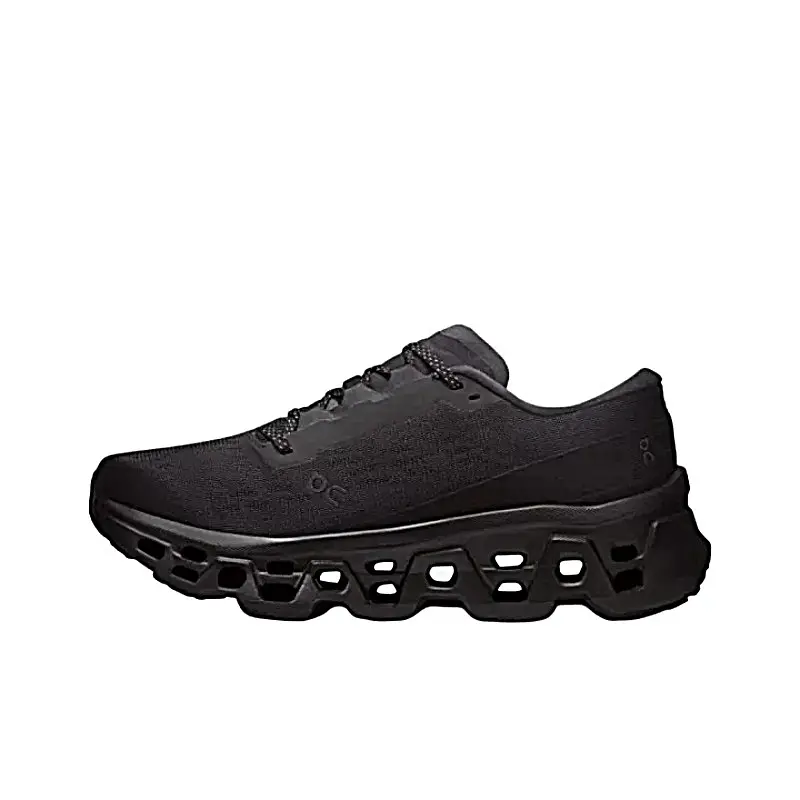 Unisex All Black Hollow Cloud Cushion Running Sneakers, Viral Chunky Hollow Shock Absorb Sole Lightweight Breathable Athletic Walking Gym Trainers For Men Women