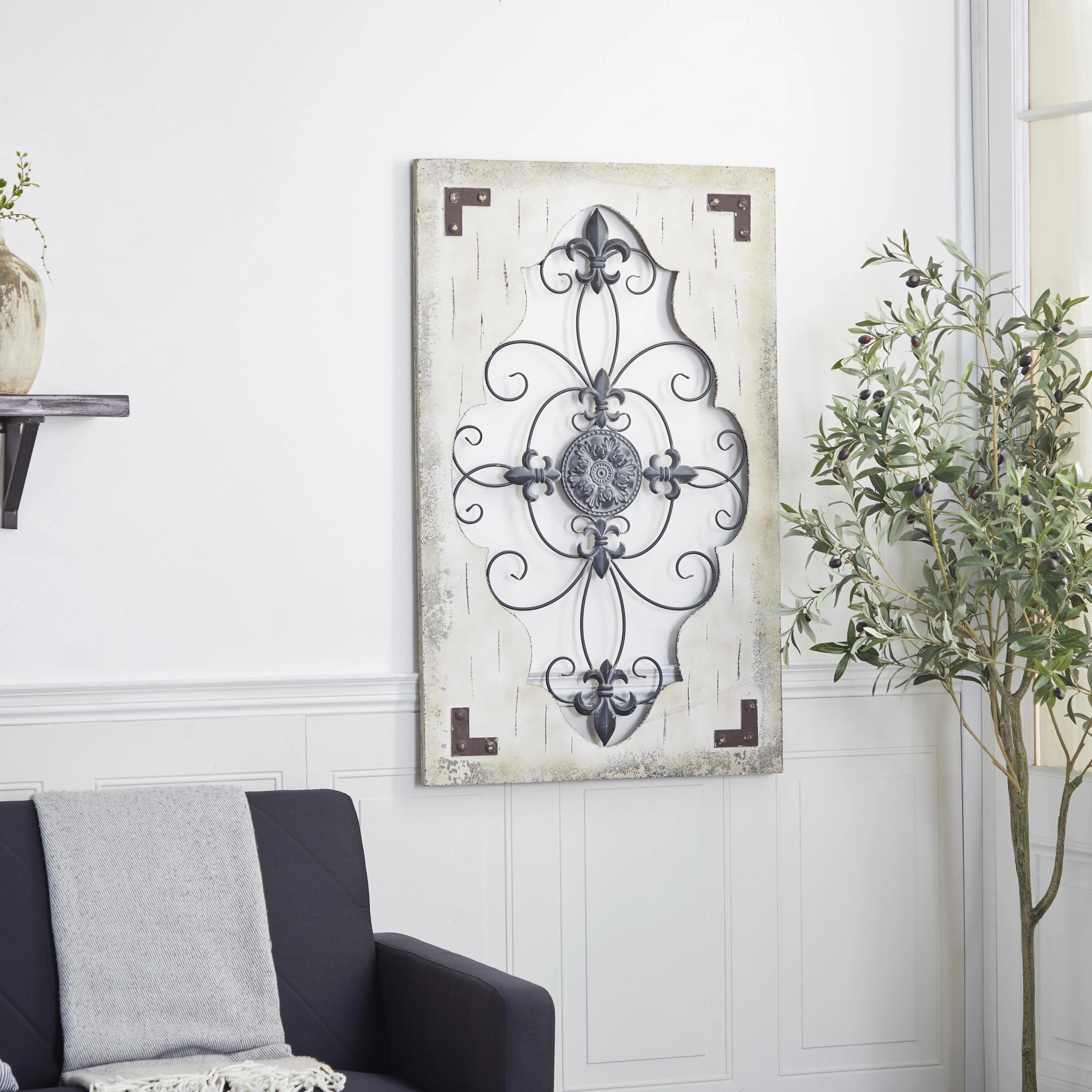 Cream Wood Scroll Home Wall Decor, 26" x 1" x 42"