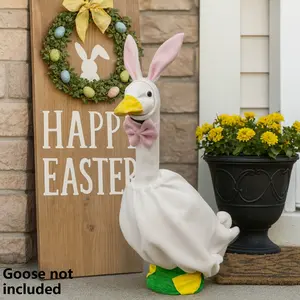 Easter Goose Costume Set, Rabbit Porch Duck, Fits 23 Inch Lawn Outdoor Garden Patio Statue Decoration, Artistic Style, Whimsical, Garden Accessories