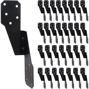 30 Pack Heavy Duty Black Powder-Coated Hurricane Ties, Hurricane Straps Trusses/Rafters Ties Brackets Joist Hangers for Wood, Shed and Roof Construction Reinforcement