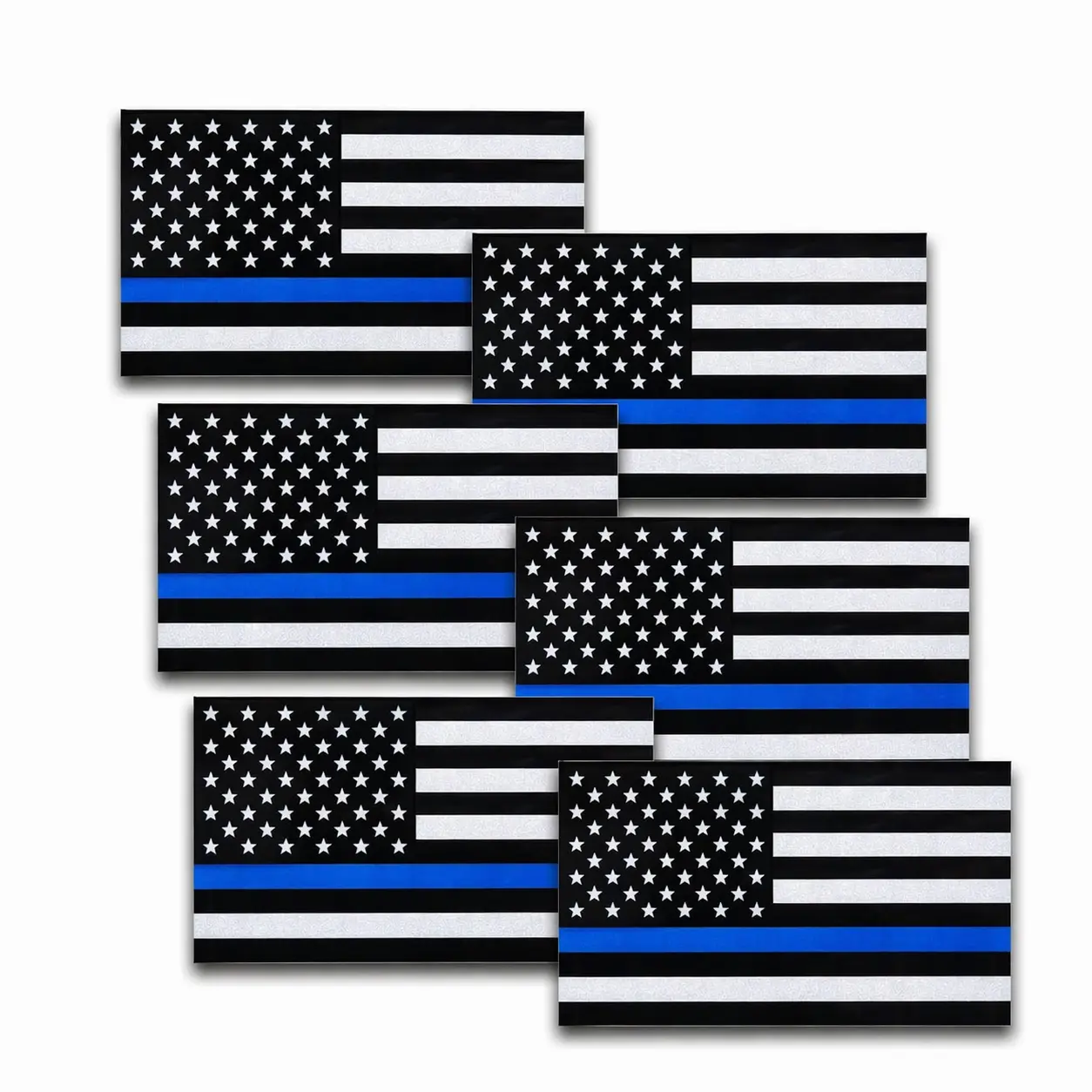 6pcs Reflective US Flag Stickers, Thin Blue Line American Flag Decal Car Laptop Bumer Sticker 5"x3" Vinyl, Support USA Police and Law Enforcement Officers thin blue line flag decal