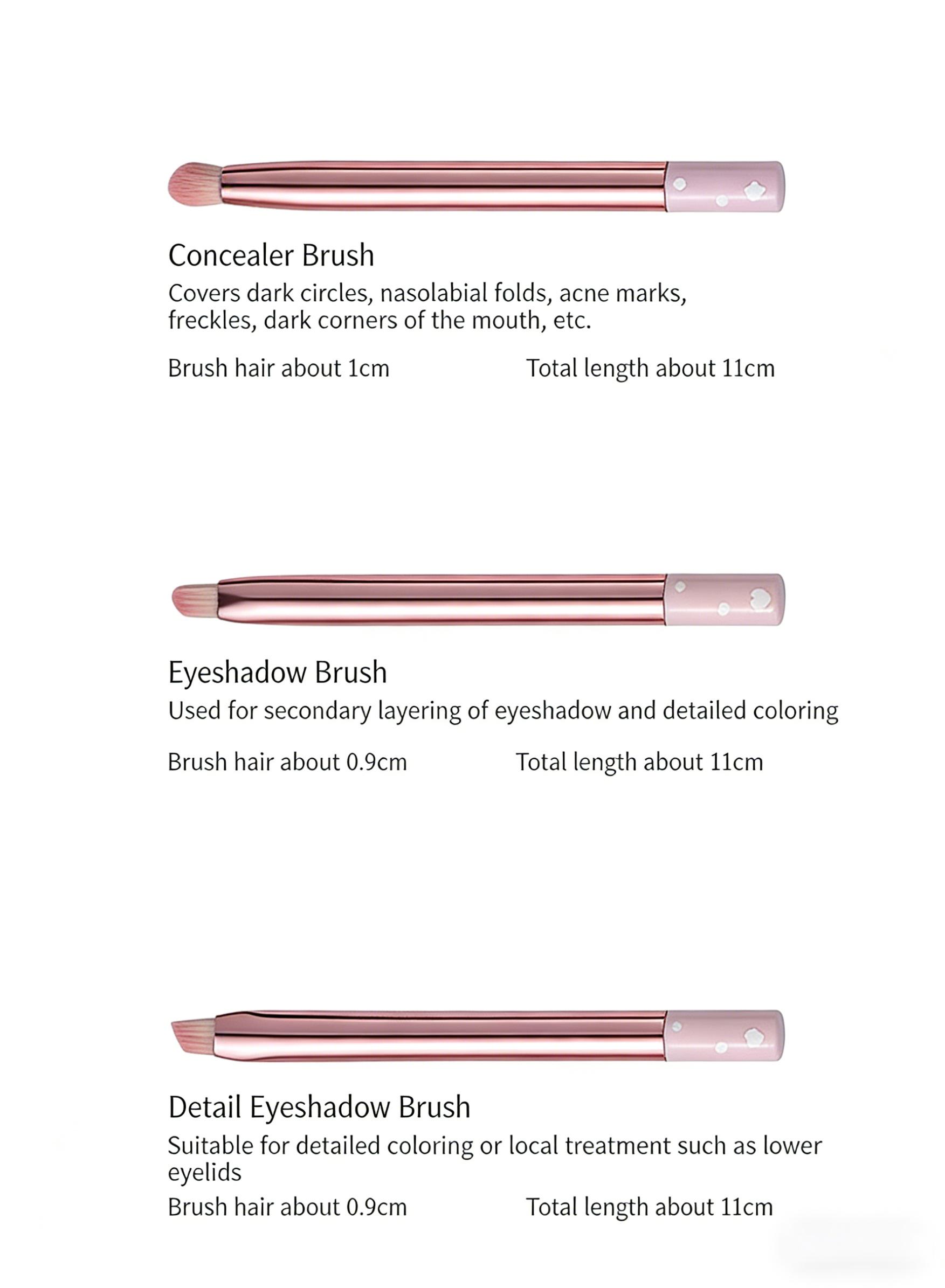 6Pcs Mini Travel Makeup Brush Set Soft Bristles - Powder, Contour, Concealer, Eyeshadow & Blending Brushes