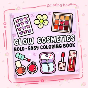 Glow Cosmetics Theme Coloring Book, Doodle Books, 1 Count Bold Simple Line Cute Makeup Scenes for Adults' Solo Home Relaxation & Parent-child DIY Fun Easy Coloring