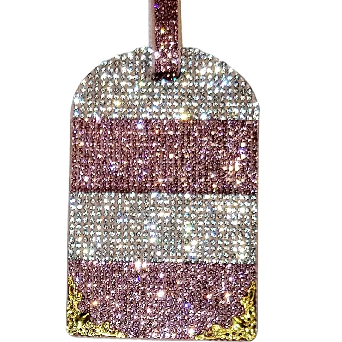 Bling Glam Pink Wht Stripped Luggage Tag
