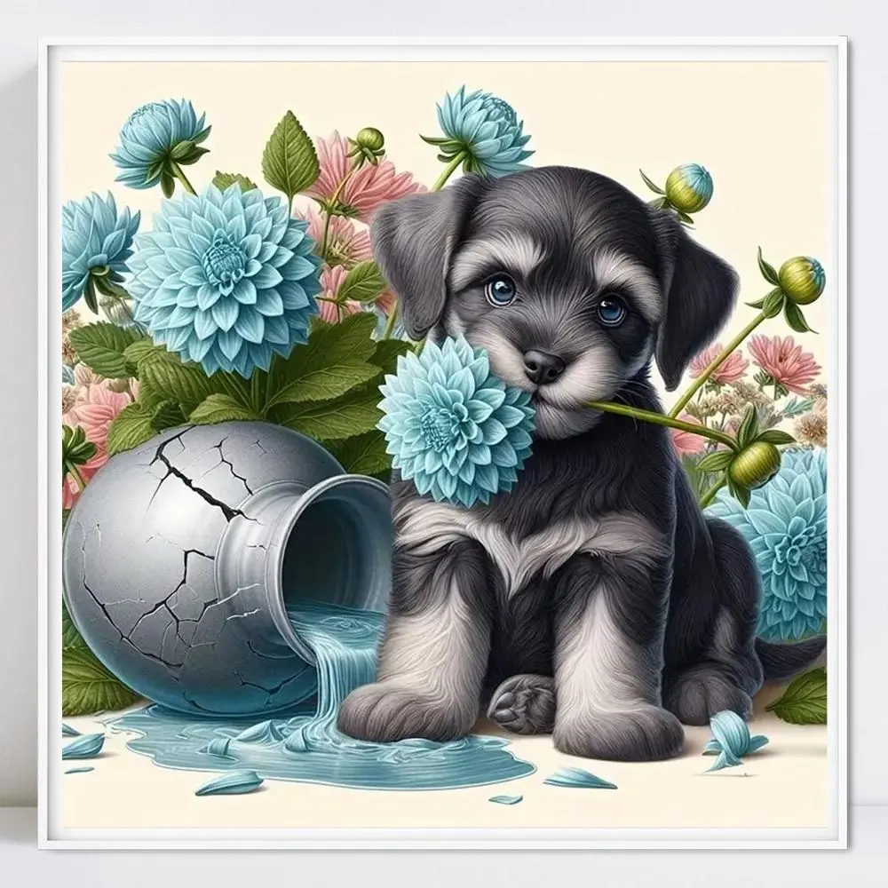 Schnauzer Pattern DIY Diamond Arts Colorful Painting Kit without Frame, 5D Diamond Arts Decor Painting by Numbers Kit, Wall Art Decor for Home