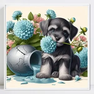 Schnauzer Pattern DIY Diamond Arts Colorful Painting Kit without Frame, 5D Diamond Arts Decor Painting by Numbers Kit, Wall Art Decor for Home