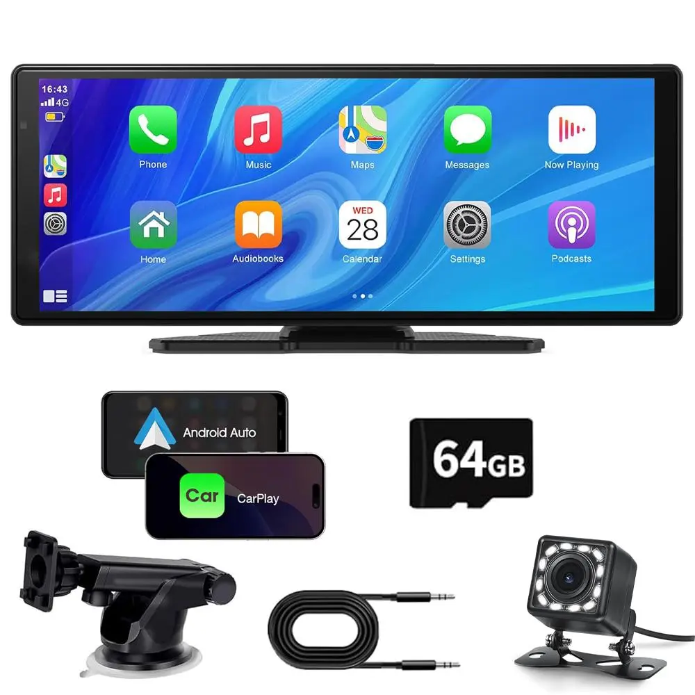 10.26 Inch Wireless Car Screen, Portable Car Video Players, Touch ...