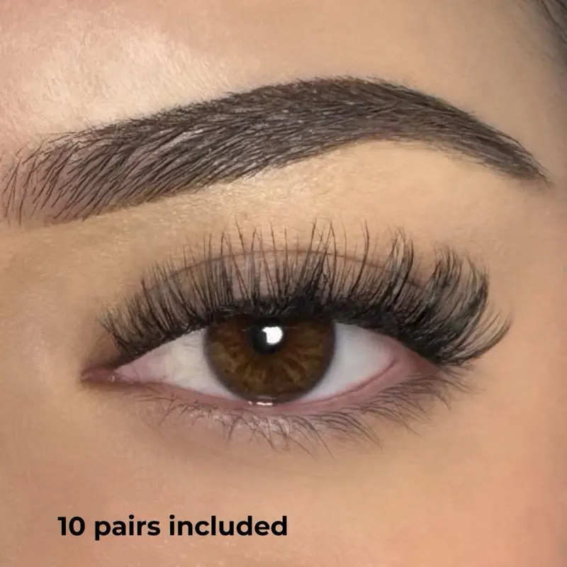 10 Pairs of "Foxy" Wispy Cat-Eye Lashes – Reusable Faux Mink Strip Lashes Individual False Eyelash Cosmetic Eyelashes