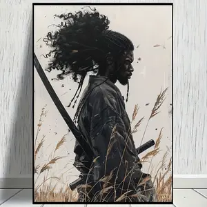 African samurai anime poster,room aesthetics poster,decorative painting, canvas wall art,living room poster,bedroom painting,home decoration framed Black Ornaments Artistic Photo Print