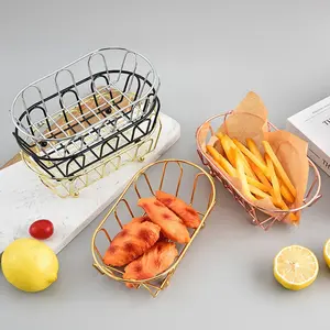 Creative Iron Food Storage Basket, Snack Tray, Fruit Rack, Durable and Sturdy, Ideal for Kitchen, Office, Restaurant, Home