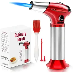 THE WELL KEPT Creme Brulee Torch, Refillable Butane Torch Lighter, Kitchen Torch Food Torch with Safety Lock & Adjustable Flame for Baking, Crafts, BBQ (Gas Not Included) Bakeware Red