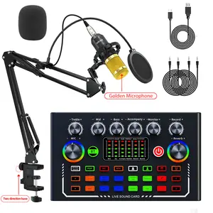 F009 Live Podcast Equipment, Wireless BT Live Sound Card Audio Device, Microphone Music Control Equipment, Audio Mixer For Music Singing, Live Machine For APP Live Streaming on Computers, Phones, PC