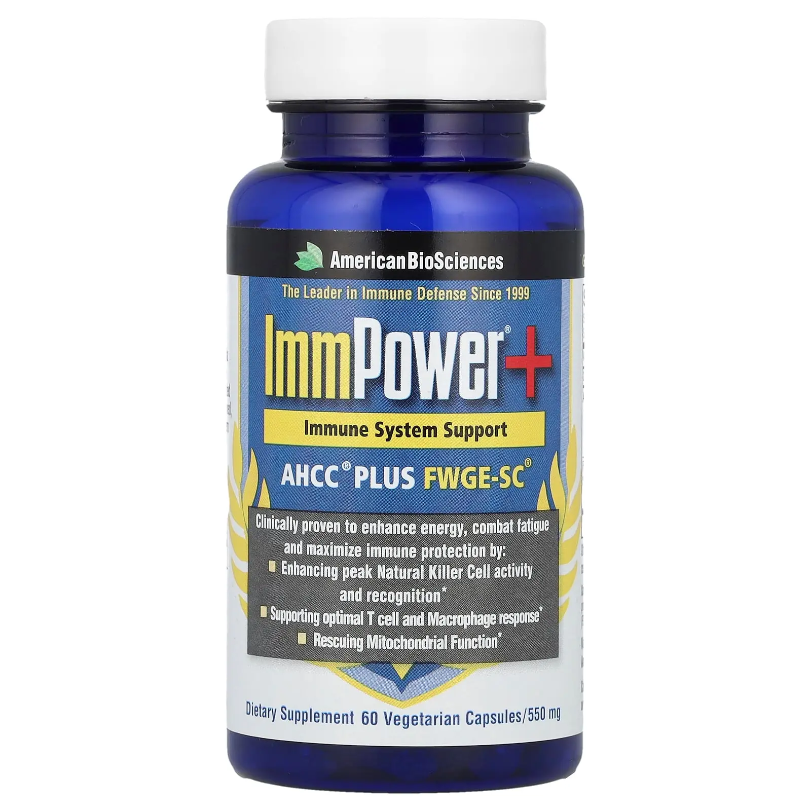 American Biosciences ImmPower®+, AHCC® Plus FWGE-SC®, 60 Vegetarian Capsules