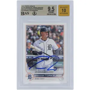 Spencer Torkelson Detroit Tigers Autographed 2022 Topps Update #US79 Beckett Fanatics Witnessed Authenticated 9.5/10 Rookie Card - Fanatics Authentic Certified