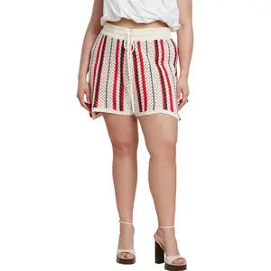 ELOQUII Women's Plus Size Striped Crochet Short
