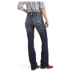 10017510 Ariat Women's Entwined Mid Rise Boot Cut Jean - Marine