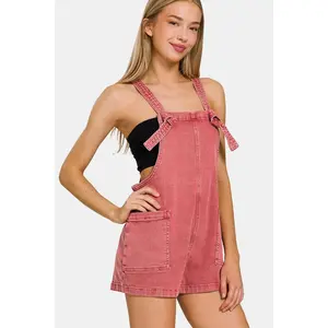 Washed Knot Strap Rompers