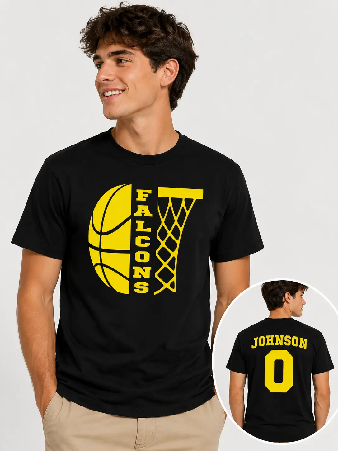 Falcons Basketball Johnson Jersey Letter Print Black Shirt T-Shirt Tee Top Oversized Unisex Harajuku Streetwear Casual Sweet Wear Outfit Men Women Trendy Sports Graphic Fashion