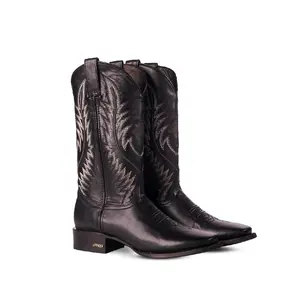Timo WR – Genuine Leather Fashion Cowboy Boot for Men in Black Color | 501-N Last | Leather Sole
