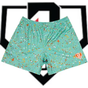 Baseball Lifestyle 101 Neon Paint Splatter Shorts, Yellow Graphic Mesh Shorts, Streetwear Athletic Shorts for Men, Summer Gym Shorts