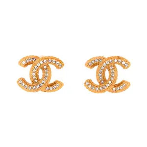 Pre-owned Chanel CC Stud Earrings Metal with Crystals by Rebag