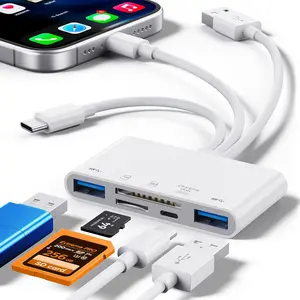 5-in-1 SD Card Reader for i-Phone,Memory Card Reader&USB OTG Adapter,USB C and USB A Devices with  SD & SD Card Slots, Supports SD/ SD/SDHC/SDXC/MMC