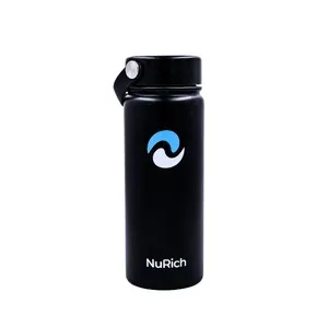 NuRich Portable Water Bottle, Stainless Steel Tumbler - Vacuum Insulation, Hydro Flask Wide Mouth, Sweat Proof, Drinkware Metal Bottled 18 oz.