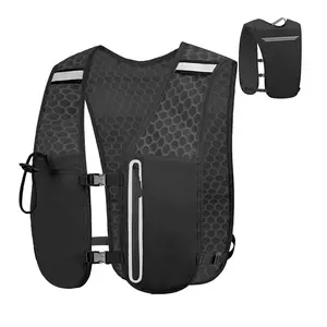Lightweight Comfortable Sports Vest Backpack, Reflective Strips, Breathable Mesh Back, Large Capacity for Water Bottle and Phone, Running, Marathon, Hiking