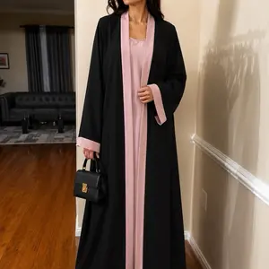 Double front open abaya with matching scarf and waist tie SIZE M/54