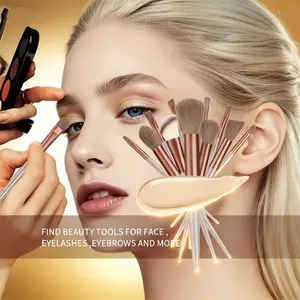 13-Piece All-In-One Makeup Brush Set, Face Makeup Brushes, Portable Velvet Bag Storage, Ultra-Soft Fiber Bristles, Travel Cosmetic Tools Kit, Women's Essential