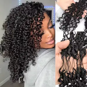 Feather Crochet Human Hair Deep Curly Feather Extensions For Natural Color Burmese Curly Hair Crochet Kontless With Loop Real Human Hair 1Pc/4Pcs Available