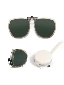 Foldable Clip-On Polarized Sunglasses, Uv400 Protection, Large Square Lenses, Lightweight, Unisex, Ideal for Driving, Fishing, Outdoor Use