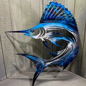 [Metal Sailfish Wall Art] Nautical Metal Sailfish Wall Art - Artistic Chic Ocean Inspired Design Ocean Fisherman Theme Decor for Living Room & Outdoor, Ideal Gift for Father's Day, Wedding, Party & More, Wall Decoration