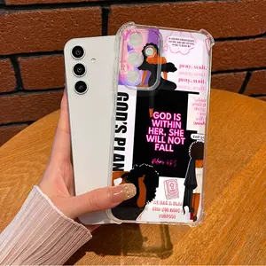 God Within Her Fashion Collage Illustration Design Aesthetic TPU Casing For SAMSUNG GALAXY A14A15A16A25A26A34A35A36A53A54A55A56 4G5G Four Corners Transparent Soft Silicone TPU Gift Shockproof Full Protection Anti-Drop Phone Cases Shell  L1589 Protective