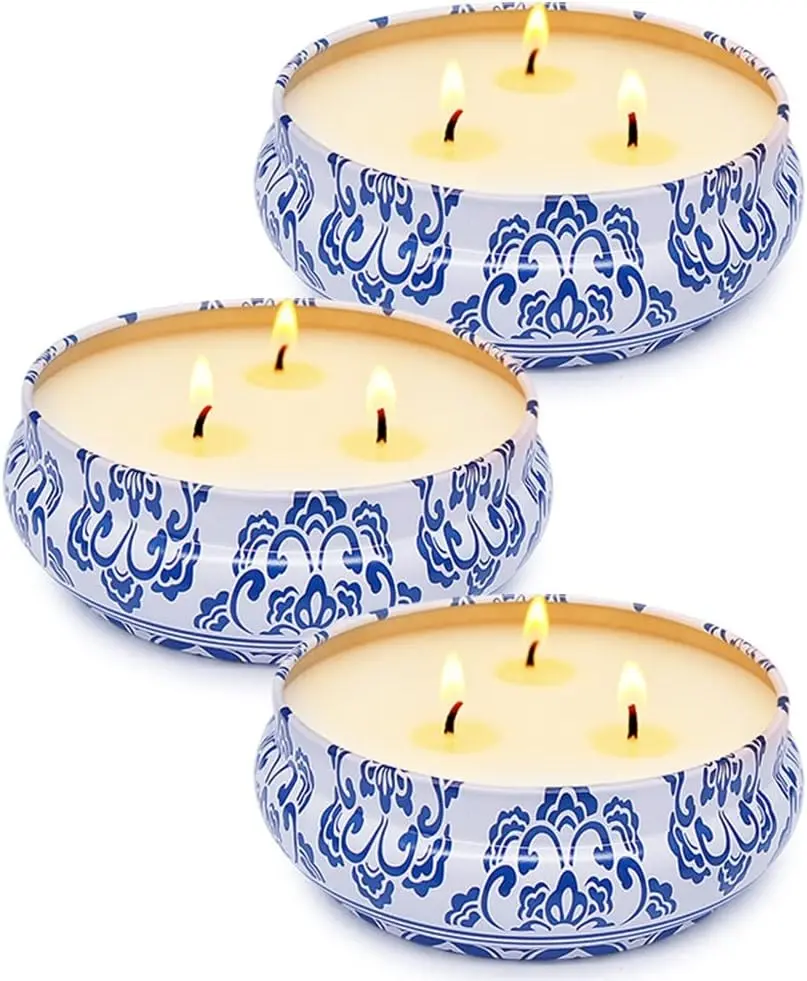Citronella Candles Outdoor, Large 3-Wick 13.5oz Soy Wax Candle for Summer Patio Porch, 3 Packs