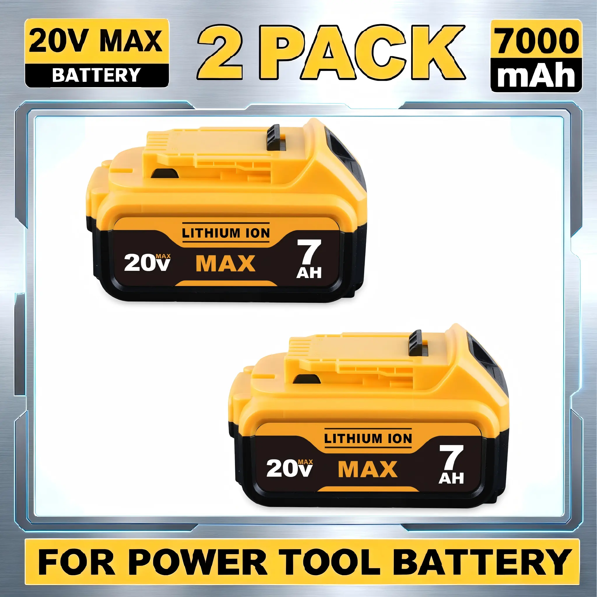 7.0Ah DCB200 Battery Replacement for Dewalt 20V Max Battery 2Pack | DCB200 DCB201 DCB203 ，204，206 Compatible with Dewalt 20v Max Cordless Tools with LED Indicator